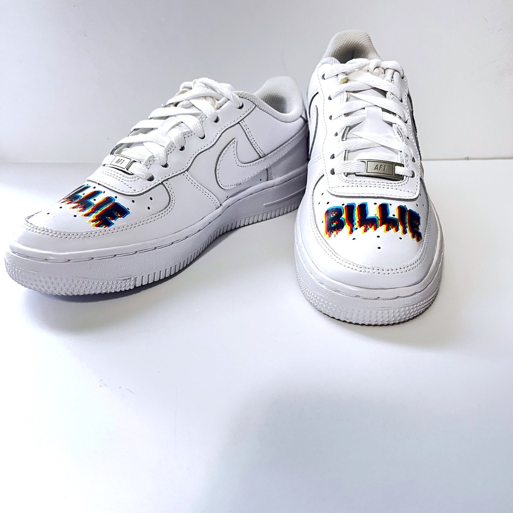 Nike Air Force 1 Billie Eilish Custom‎ Sneakers White Shoes Size 7 Women's